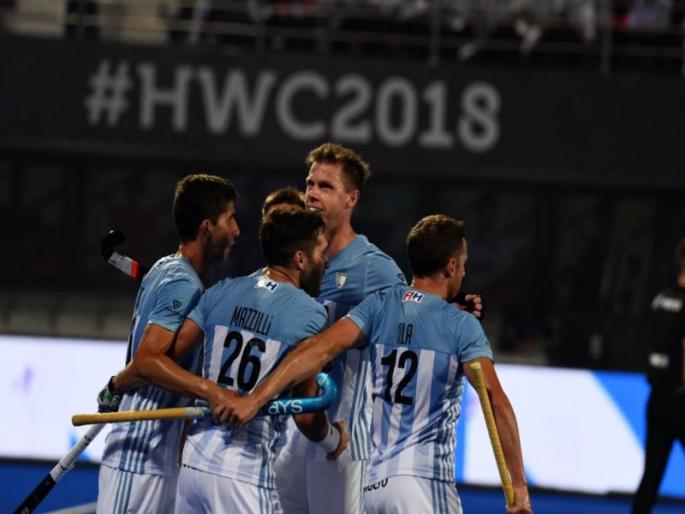 Hockey World Cup 2018: Argentina beat Victoria 4-3 in thrilling game | Hockey World Cup 2018 : थरारक सामन्यात अर्जेंटिनाचा विजय, स्पेनवर 4-3 अशी मात Hockey World Cup 2018: Argentina beat Victoria 4-3 in thrilling game | Hockey World Cup 2018 : थरारक सामन्यात अर्जेंटिनाचा विजय, स्पेनवर 4-3 अशी मात