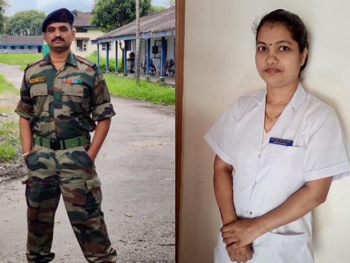Warriors in battle ... Corona in crisis, husband in national service indian army and wife in patient service in pune | लढाईतील योद्धे... कोरोना संकटात पती देशसेवेत अन् पत्नी रुग्णसेवेत Warriors in battle ... Corona in crisis, husband in national service indian army and wife in patient service in pune | लढाईतील योद्धे... कोरोना संकटात पती देशसेवेत अन् पत्नी रुग्णसेवेत