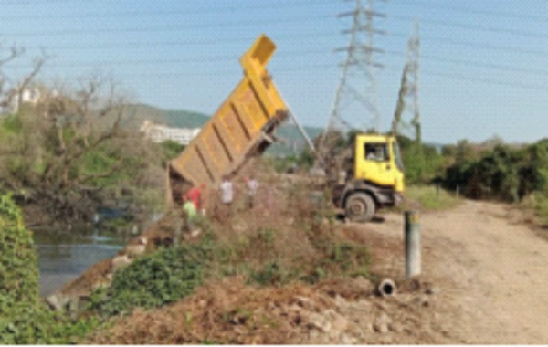 Airoli's filling threatens Kharfuti's existence | ऐरोलीत भरावामुळे खारफुटीचे अस्तित्व धोक्यात, महानगरपालिकेकडे तक्रार