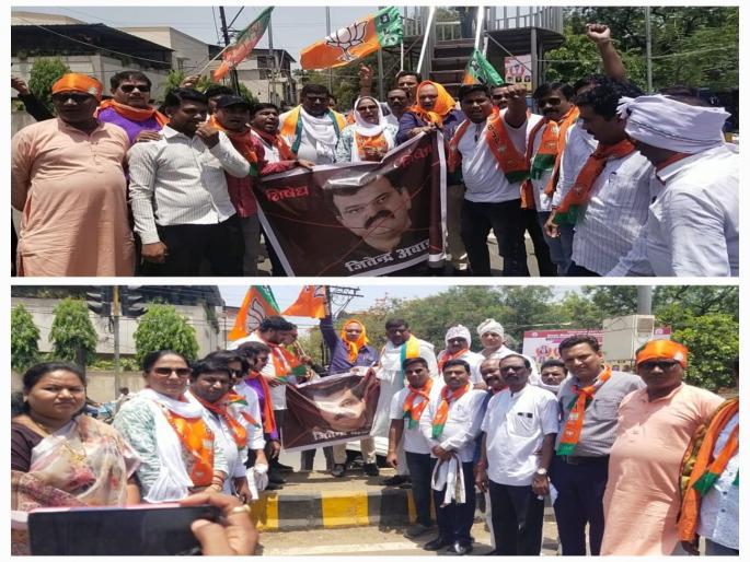 BJP agitation against Ahwada in Gondia | आव्हाडांविरोधात गोंदियात भाजपाचे जोडेमारो आंदोलन BJP agitation against Ahwada in Gondia | आव्हाडांविरोधात गोंदियात भाजपाचे जोडेमारो आंदोलन