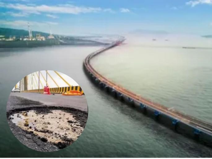 Potholes on Atal Setu! Contractor fined Rs 20 lakh; Rain, oil spillage cause damage | अटल सेतूवर खड्डे! कंत्राटदाराला २० लाखांचा दंड; पाऊस, तेल गळतीमुळे प्रकार Potholes on Atal Setu! Contractor fined Rs 20 lakh; Rain, oil spillage cause damage | अटल सेतूवर खड्डे! कंत्राटदाराला २० लाखांचा दंड; पाऊस, तेल गळतीमुळे प्रकार
