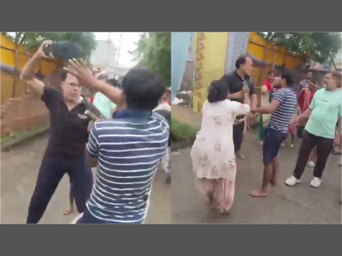 BJP Leader Ateeq Pathan Beats Woman and Her Son With Slipper, Stick; Video Goes Viral  | एका हातात चप्पल, दुसऱ्या हातात काठी; भररस्त्यात भाजप नेत्यानं महिला आणि तिच्या मुलाला मारलं!