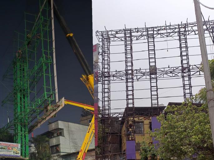 Navi Mumbai Municipal Corporation action on unauthorized hoardings for the third day in a row | सलग तिसऱ्या दिवशीही अनधिकृत होर्डिंग्जवर महापालिकेची कारवाई; तीन दिवसांत उतरवले ३१ होर्डिंग Navi Mumbai Municipal Corporation action on unauthorized hoardings for the third day in a row | सलग तिसऱ्या दिवशीही अनधिकृत होर्डिंग्जवर महापालिकेची कारवाई; तीन दिवसांत उतरवले ३१ होर्डिंग