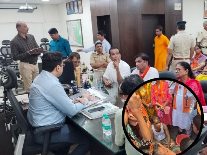 Uddhav Sena Stages 'Bucket Protest' Against Water Scarcity in Goregaon West; Unique Bathing Demonstration at BMC Office Gate | Mumbai: गोरेगावमध्ये पाणी टंचाई विरोधात उद्धव सेनेचा 'बादली मोर्चा' Uddhav Sena Stages 'Bucket Protest' Against Water Scarcity in Goregaon West; Unique Bathing Demonstration at BMC Office Gate | Mumbai: गोरेगावमध्ये पाणी टंचाई विरोधात उद्धव सेनेचा 'बादली मोर्चा'