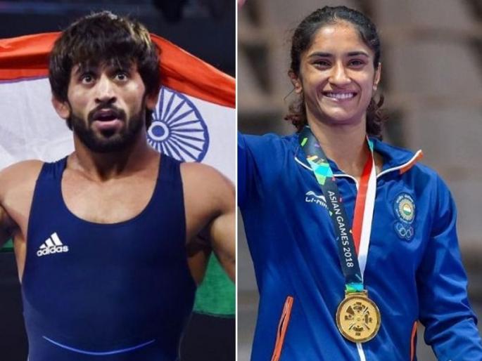 Asian Games 2018: Wrestlers Bajrang Punia, Vinesh Phogat in race for Khel Ratna award | Asian Games 2018: सुवर्णपदक जिंकले, आता शर्यत 'खेल रत्न' पुरस्कारासाठी; बजरंग, विनेश आघाडीवर Asian Games 2018: Wrestlers Bajrang Punia, Vinesh Phogat in race for Khel Ratna award | Asian Games 2018: सुवर्णपदक जिंकले, आता शर्यत 'खेल रत्न' पुरस्कारासाठी; बजरंग, विनेश आघाडीवर