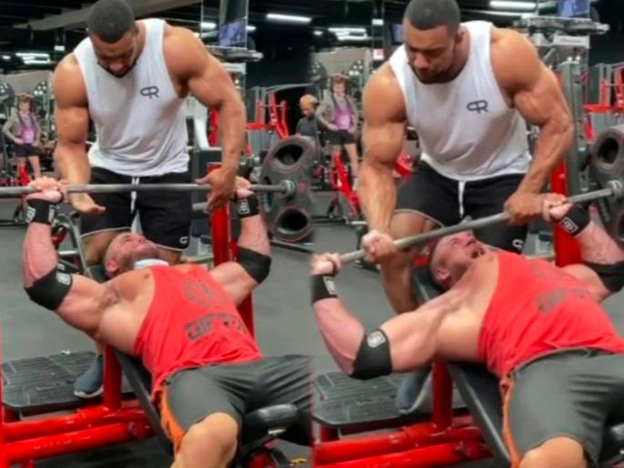 A body builder in Dubai got injured during an exercise session watch video | VIDEO : एक्सरसाइज करताना बॉडी बिल्डरसोबत झालं असं काही, व्हिडीओ व्हायरल.... A body builder in Dubai got injured during an exercise session watch video | VIDEO : एक्सरसाइज करताना बॉडी बिल्डरसोबत झालं असं काही, व्हिडीओ व्हायरल....