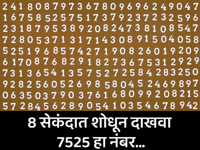 Optical Illusion : IF You Have Sharpest Vision Then Spot The Number 7525 In 8 Seconds! | चॅलेंज! जीनिअस असाल तर 8 सेकंदात शोधून दाखवा 7525 नंबर, जास्तीत जास्त झाले फेल!