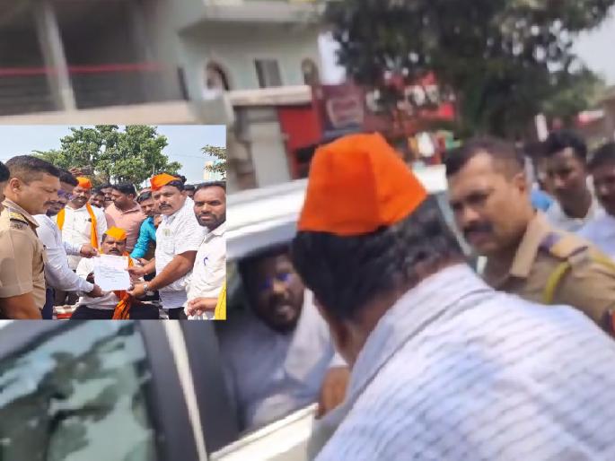 Maratha protesters block Collector car in Bedg Sangli | Sangli: मराठा आंदोलकांनी बेडगमध्ये जिल्हाधिकाऱ्यांची गाडी रोखली, भेटीसाठी उपोषणकर्त्याला बेडसह आणले उचलून Maratha protesters block Collector car in Bedg Sangli | Sangli: मराठा आंदोलकांनी बेडगमध्ये जिल्हाधिकाऱ्यांची गाडी रोखली, भेटीसाठी उपोषणकर्त्याला बेडसह आणले उचलून
