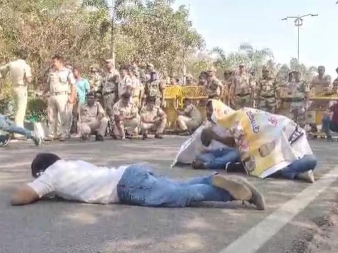 Bees attack Congress workers during protest, causing panic | काँग्रेस कार्यकर्त्यांच्या आंदोलनादरम्यान मधमाश्यांनी केला हल्ला, उडाली एकच धावपळ  