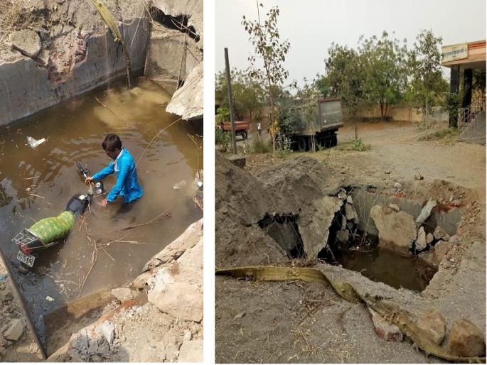 A youth with a two wheeler falls in a safetic tank in the yard of Majalgaon tahsil | माजलगाव तहसीलच्या आवारातील सेफ्टीक टॅंकमध्ये दुचाकीसह तरुण पडला A youth with a two wheeler falls in a safetic tank in the yard of Majalgaon tahsil | माजलगाव तहसीलच्या आवारातील सेफ्टीक टॅंकमध्ये दुचाकीसह तरुण पडला