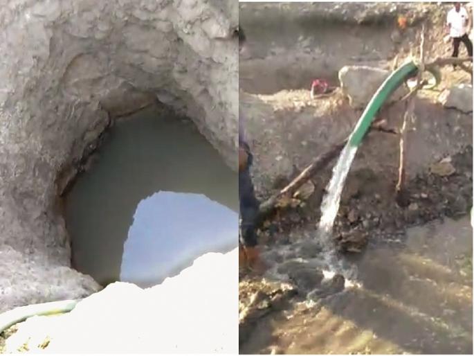 Pleasant ! joy in the farmers Because the water found in well on the 24 feet | Video : दुष्काळात सुखद धक्का ; २४ फुटांवर विहिरीला पाणी लागल्याने शेतकऱ्यांमध्ये आनंदाचे वातावरण 