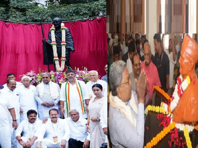 Mahatma Gandhi statue, freedom fighter Gangadharrao Deshpande memorial inaugurated in Belgaum | बेळगावमध्ये महात्मा गांधीजींचा पुतळा, स्वातंत्र्यसेनानी गंगाधरराव देशपांडे यांच्या स्मारकाचे लोकार्पण Mahatma Gandhi statue, freedom fighter Gangadharrao Deshpande memorial inaugurated in Belgaum | बेळगावमध्ये महात्मा गांधीजींचा पुतळा, स्वातंत्र्यसेनानी गंगाधरराव देशपांडे यांच्या स्मारकाचे लोकार्पण