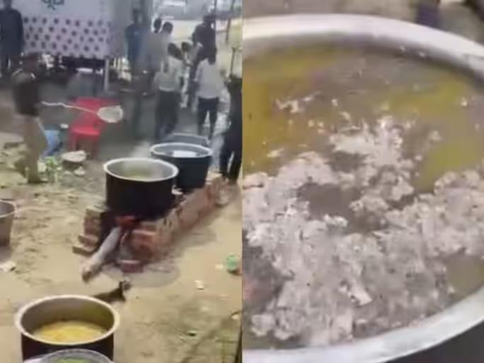 prayagraj mahakumbh inspector threw ashes in bhandara food preparing for devotees | Mahakumbh: संतापजनक! महाकुंभमध्ये भाविकांसाठी केल्या जाणाऱ्या भंडाऱ्यात इन्स्पेक्टरने फेकली राख - Video prayagraj mahakumbh inspector threw ashes in bhandara food preparing for devotees | Mahakumbh: संतापजनक! महाकुंभमध्ये भाविकांसाठी केल्या जाणाऱ्या भंडाऱ्यात इन्स्पेक्टरने फेकली राख - Video