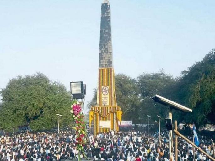 Dr. Babasaheb Ambedkar gave salute to Vijaystambha of bhima koregoan | डॉ. बाबासाहेब आंबेडकरांनी विजयस्तंभाला मानवंदना दिली अन्...  Dr. Babasaheb Ambedkar gave salute to Vijaystambha of bhima koregoan | डॉ. बाबासाहेब आंबेडकरांनी विजयस्तंभाला मानवंदना दिली अन्...