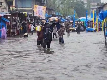 Heavy rain in Bhiwandi caused waterlogging in many low-lying areas   | भिवंडीत मुसळधार पावसाने अनेक सखल भागात साचले पाणी   Heavy rain in Bhiwandi caused waterlogging in many low-lying areas   | भिवंडीत मुसळधार पावसाने अनेक सखल भागात साचले पाणी