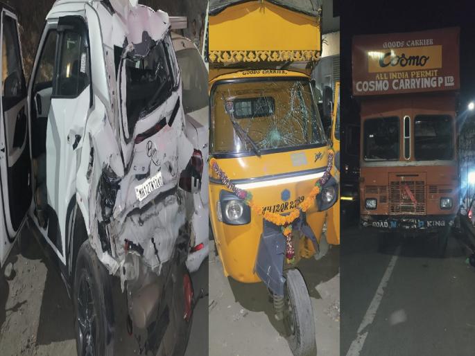 Major accident was averted due to traffic police vigilance, incident near Bhumkar Bridge in Narhe, pune | ब्रेक फेल कंटेनरचा थरार... वाहतूक पोलिसांच्या सतर्कतेमुळे टळला मोठा अनर्थ, दोन जण जखमी Major accident was averted due to traffic police vigilance, incident near Bhumkar Bridge in Narhe, pune | ब्रेक फेल कंटेनरचा थरार... वाहतूक पोलिसांच्या सतर्कतेमुळे टळला मोठा अनर्थ, दोन जण जखमी