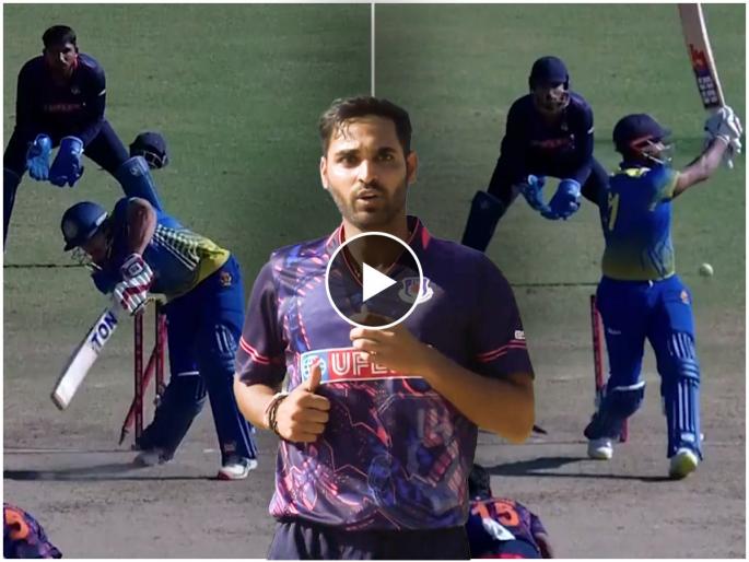 Bhuvneshwar Kumar took five wickets in just nine balls in the death overs against strong Karnataka in a must-win game for Uttar Pradesh, Watch Video  | W,1,W,W,1,0,W,0,W! डेथ ओव्हर स्पेशालिस्ट; भुवनेश्वर कुमारने घेतल्या ९ चेंडूंत ५ विकेट्स, Video 