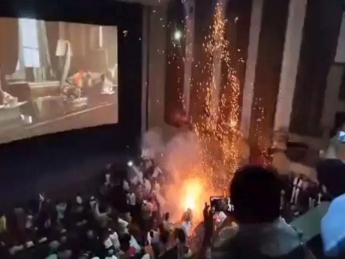 Salman's fans rioted, burst firecrackers; Spectators flee in malegaon | मालेगावात थिएटरमध्ये सलमानच्या चाहत्यांचा धुडगूस, फोडले फटाके; प्रेक्षकांची पळापळ Salman's fans rioted, burst firecrackers; Spectators flee in malegaon | मालेगावात थिएटरमध्ये सलमानच्या चाहत्यांचा धुडगूस, फोडले फटाके; प्रेक्षकांची पळापळ