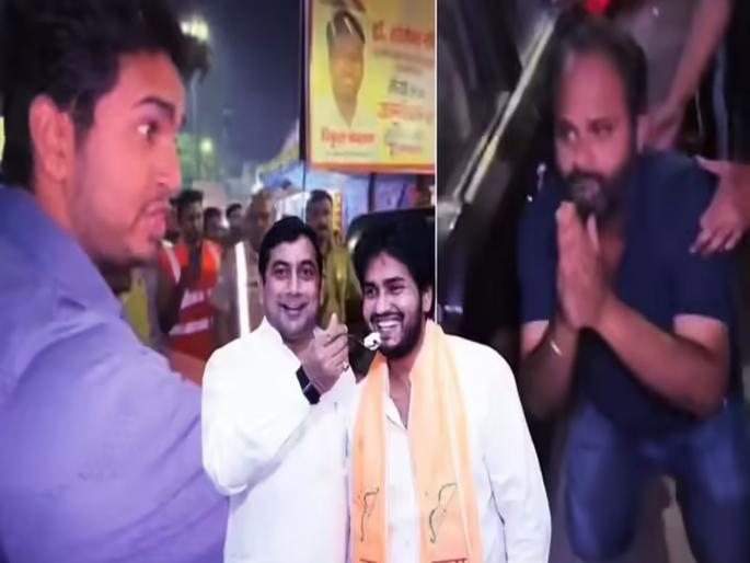 BJP student leader Vikul Chaprana, aide of Minister Somendra Tomar, verbally abused a man and forced him to kneel | भाजपा मंत्र्यांच्या समर्थकांची गुंडगिरी; युवकाला नाक घासून माफी मागायला लावली, पोलिसही हतबल BJP student leader Vikul Chaprana, aide of Minister Somendra Tomar, verbally abused a man and forced him to kneel | भाजपा मंत्र्यांच्या समर्थकांची गुंडगिरी; युवकाला नाक घासून माफी मागायला लावली, पोलिसही हतबल