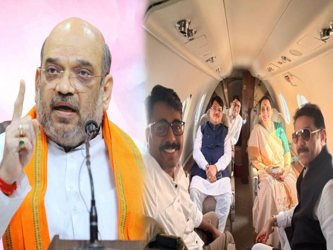 Amit Shah got angry over selfies of BJP leaders Prasad lad, Pravin Darekar, Chitra wagh in chartered plane | चार्टर्ड प्लेनमधील भाजपा नेत्यांच्या सेल्फीनं अमित शाह संतापले; देवेंद्र फडणवीसांनीही सुनावले Amit Shah got angry over selfies of BJP leaders Prasad lad, Pravin Darekar, Chitra wagh in chartered plane | चार्टर्ड प्लेनमधील भाजपा नेत्यांच्या सेल्फीनं अमित शाह संतापले; देवेंद्र फडणवीसांनीही सुनावले