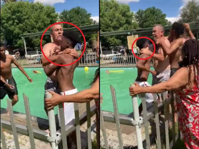 Video: Fight In Swimming Pool: 2 Black Teens Assaulted For Using Pool: Attacks by white men on black boys | Video: गळा दाबून पाण्यात बुडवण्याचा प्रयत्न; कृष्णवर्णीय मुलांवर गोऱ्यांचा जीवघेणा हल्ला Video: Fight In Swimming Pool: 2 Black Teens Assaulted For Using Pool: Attacks by white men on black boys | Video: गळा दाबून पाण्यात बुडवण्याचा प्रयत्न; कृष्णवर्णीय मुलांवर गोऱ्यांचा जीवघेणा हल्ला
