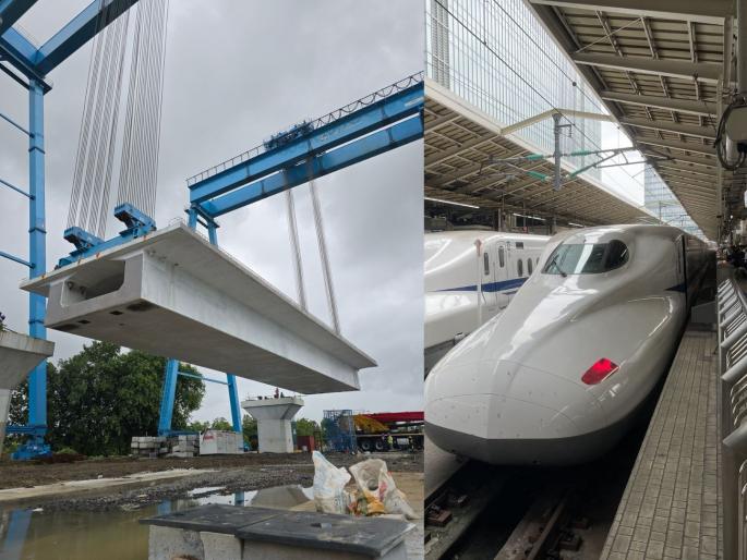 40-meter box girder for bullet train; Full-length girder installed for the first time in Maharashtra says National High-Speed Rail Corporation Limited | बुलेट ट्रेनसाठी ४० मीटरचा बॉक्स गर्डर; महाराष्ट्रात प्रथमच बसवला पूर्ण लांबीचा गर्डर 