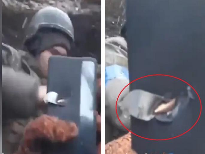 Russia-Ukraine War: Ukrainian soldier's life saved by keeping mobile in pocket, watch VIDEO | Russia-Ukraine War: खिशात मोबाईल ठेवल्याने वाचला युक्रेनियन सैनिकाचा जीव, पाहा VIDEO Russia-Ukraine War: Ukrainian soldier's life saved by keeping mobile in pocket, watch VIDEO | Russia-Ukraine War: खिशात मोबाईल ठेवल्याने वाचला युक्रेनियन सैनिकाचा जीव, पाहा VIDEO