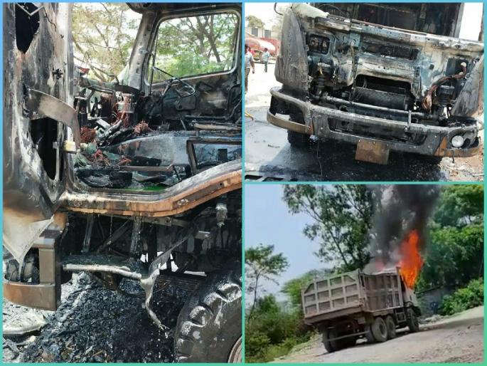 running dumper caught fire in Pune dhayari no casualties pune latest news | पुण्यात चालत्या डंपरला लागली आग; वाहनाचे मोठे नुकसान running dumper caught fire in Pune dhayari no casualties pune latest news | पुण्यात चालत्या डंपरला लागली आग; वाहनाचे मोठे नुकसान