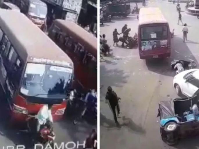 bus driver dies due to heart attack on driving seat uncontrolled vehicle crushed several people on road | भयंकर! 50 प्रवाशांना घेऊन निघालेल्या बस चालकाला आला हार्ट अटॅक; थरकाप उडवणारा Video bus driver dies due to heart attack on driving seat uncontrolled vehicle crushed several people on road | भयंकर! 50 प्रवाशांना घेऊन निघालेल्या बस चालकाला आला हार्ट अटॅक; थरकाप उडवणारा Video