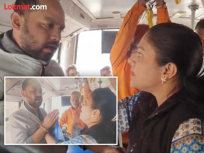 Drunk man molests female passenger in bus;Ranragini gives her a good beating | Video: बसमध्ये मद्यपीकडून महिला प्रवाशाची छेड;रणरागिणीने दिला चांगलाच चोप Drunk man molests female passenger in bus;Ranragini gives her a good beating | Video: बसमध्ये मद्यपीकडून महिला प्रवाशाची छेड;रणरागिणीने दिला चांगलाच चोप