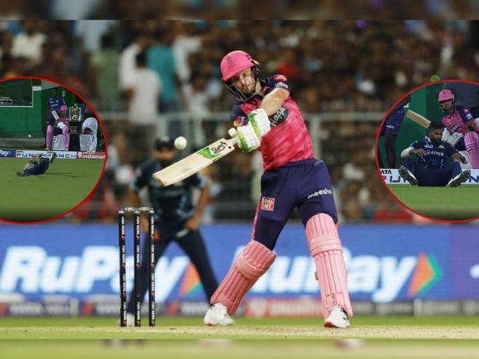 IPL 2022 Qualifier 1 GT vs RR Live Updates : Hardik Pandya slips down while taking Jos Buttler's catch, he scored 89 in 56 balls, Gujarat Titans need 189 runs   | Jos Buttler IPL 2022 Qualifier 1 GT vs RR Live Updates : हार्दिक पांड्याचा 'पाय' घसरला, जोस बटलरने गुजरातला धु धु धुतला; १४ चेंडूंत चोपल्या ६० धावा, Video