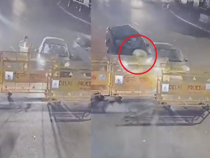 delhi-ncr-connaught-place-suv-car-breaking-police-barricade-hit-constable-video-viral | धक्कादायक! भरधाव कारने पोलिस बॅरिकेड तोडत कॉन्स्टेबलला उडवले, VIDEO व्हायरल... delhi-ncr-connaught-place-suv-car-breaking-police-barricade-hit-constable-video-viral | धक्कादायक! भरधाव कारने पोलिस बॅरिकेड तोडत कॉन्स्टेबलला उडवले, VIDEO व्हायरल...