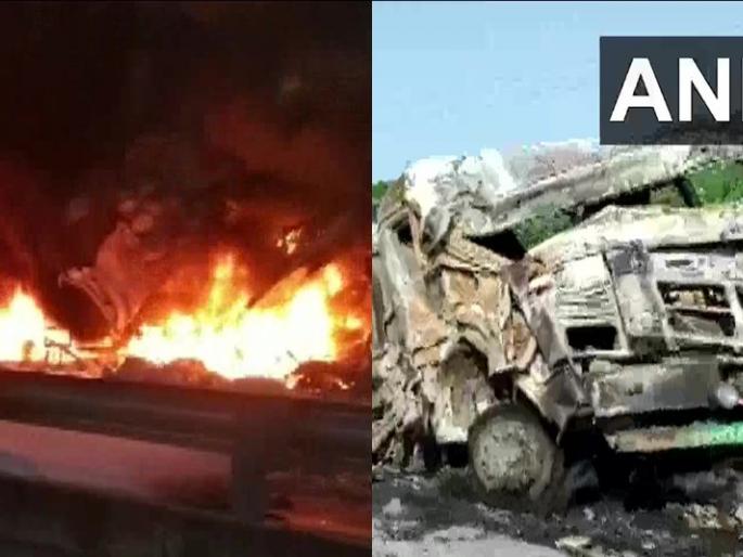 Four people were killed when two trucks collided head-on on the bypass road in ajmer rajasthan | बायपास मार्गावर दोन ट्रकची समोरासमोर धडक, भीषण आगीत 4 जणांचा मृत्यू