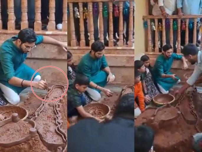 Fort of 'Matoshri' bangala mumbai; Aditya Thackeray enjoyed building the fort in front of diwali kille bandhani spardha | लय मजबूत 'मातोश्री'चा किल्ला; आदित्य ठाकरे चिमुकल्यांसमवेत किल्ला बांधणीत रमले Fort of 'Matoshri' bangala mumbai; Aditya Thackeray enjoyed building the fort in front of diwali kille bandhani spardha | लय मजबूत 'मातोश्री'चा किल्ला; आदित्य ठाकरे चिमुकल्यांसमवेत किल्ला बांधणीत रमले