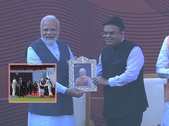 Video: Welcome to PM Narendra modi from Rohit Sharma; Special gift from Jai Shah, joy to Modi | Video: रोहित शर्माकडून मैदानात वेलकम; जय शहांची 'मोदीभेट', पंतप्रधानांना अत्यानंद