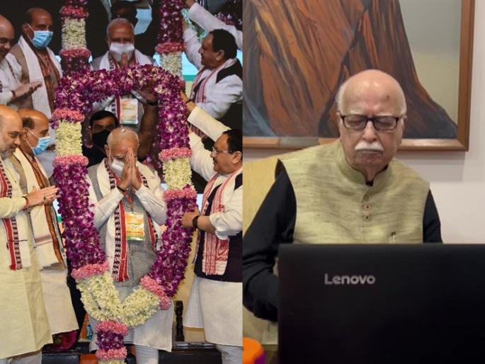 Meeting of BJP national executive, honoring PM Modi and online participation of Advani | भाजपाच्या राष्ट्रीय कार्यकारिणीची बैठक, मोदींचा सन्मान तर अडवाणींचा ऑनलाईन सहभाग