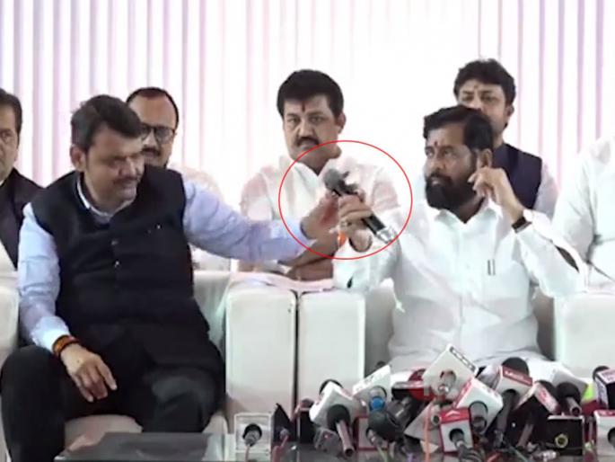 On 'that' question, Devendra Fadnavis took the mic from the Chief Minister Eknath Shinde; Deputy Chief Minister replied | 'त्या' प्रश्नावर फडणवीसांनी मुख्यमंत्र्यांकडून माईक घेतला; उपमुख्यमंत्र्यांनीच दिलं उत्तर
