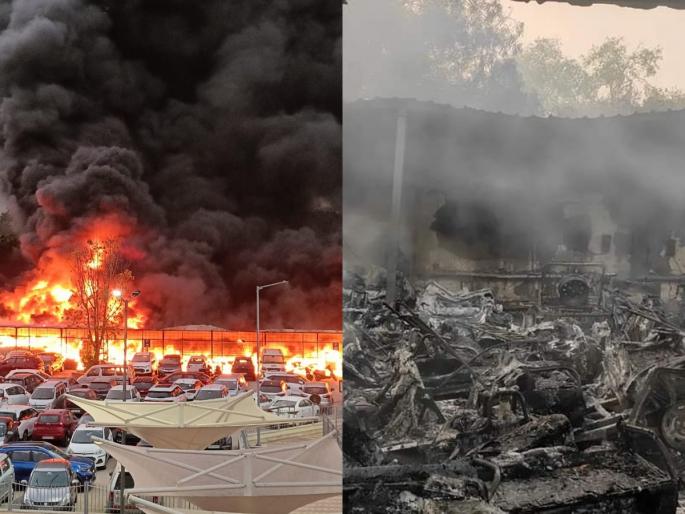 Fire Breakout: A huge fire broke out in the metro car parking lot in Delhi, burning many vehicles | Fire Breakout: दिल्लीत मेट्रो कार पार्किंगमध्ये भीषण आग, अनेक गाड्या जळून खाक Fire Breakout: A huge fire broke out in the metro car parking lot in Delhi, burning many vehicles | Fire Breakout: दिल्लीत मेट्रो कार पार्किंगमध्ये भीषण आग, अनेक गाड्या जळून खाक