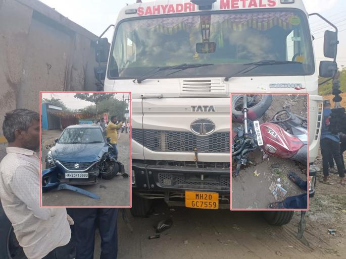 Haiva-Baleno's fatal accident; Teacher Bap-Lekacha was killed in sambhajinagar | ह्रदयद्रावक... हायवा-बलेनोचा भीषण अपघात; शिक्षक बाप-लेकाचा दुर्दैवी मृत्यू Haiva-Baleno's fatal accident; Teacher Bap-Lekacha was killed in sambhajinagar | ह्रदयद्रावक... हायवा-बलेनोचा भीषण अपघात; शिक्षक बाप-लेकाचा दुर्दैवी मृत्यू