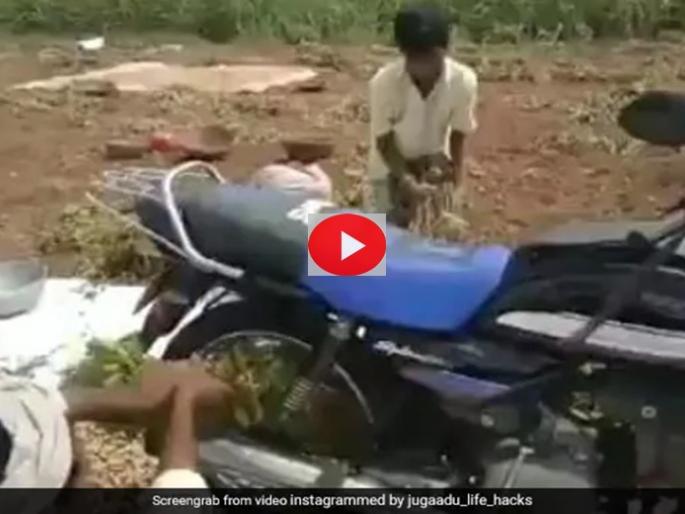 Video: What an idea ... Farmer's abandonment to extract groundnuts | Video: व्हॉट एन आयडिया... भुईमुगाच्या शेंगा काढण्यासाठी शेतकऱ्याचा भन्नाट जुगाड Video: What an idea ... Farmer's abandonment to extract groundnuts | Video: व्हॉट एन आयडिया... भुईमुगाच्या शेंगा काढण्यासाठी शेतकऱ्याचा भन्नाट जुगाड