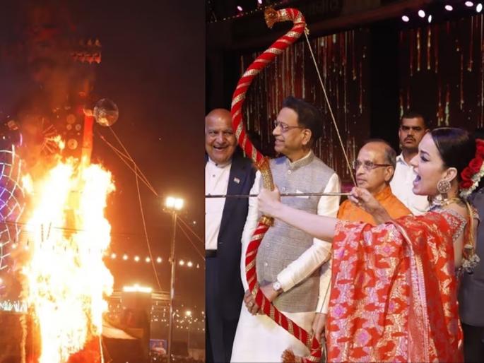Jai Shri Ram... Arrow fired by Kangana, burning of Ravana; For the first time in 50 years, a woman was honored | जय श्री राम... कंगनाने चालवला बाण, रावणाचे दहन; 50 वर्षात पहिल्यांदाच महिलेला मान Jai Shri Ram... Arrow fired by Kangana, burning of Ravana; For the first time in 50 years, a woman was honored | जय श्री राम... कंगनाने चालवला बाण, रावणाचे दहन; 50 वर्षात पहिल्यांदाच महिलेला मान