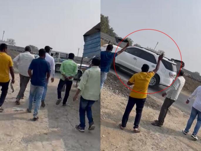 Video: Chhagan attempts to intercept Bhujbal's fleet; Demonstrators chant slogans by showing black flags in nanded | Video: छगन भुजबळांचा ताफा अडविण्याचा प्रयत्न; काळे झेंडे दाखवून घोषणाबाजी Video: Chhagan attempts to intercept Bhujbal's fleet; Demonstrators chant slogans by showing black flags in nanded | Video: छगन भुजबळांचा ताफा अडविण्याचा प्रयत्न; काळे झेंडे दाखवून घोषणाबाजी