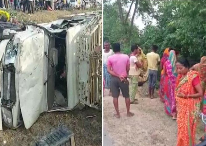 Accident : 10 killed, 7 injured in road mishap in pilibhit Uttar pradesh | Accident : पहाटेच्या सुमारास भीषण अपघात, 10 भाविकांचा मृत्यू 7 जखमी Accident : 10 killed, 7 injured in road mishap in pilibhit Uttar pradesh | Accident : पहाटेच्या सुमारास भीषण अपघात, 10 भाविकांचा मृत्यू 7 जखमी