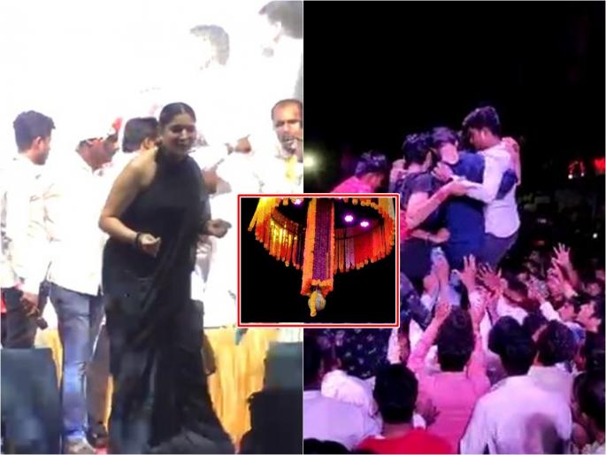 Sapna Chowdhary: Beed's public is stunned by Sapna Chaudhary's thumkas at the Dahi Handi festival in beed | Sapna Chowdhary: सपना चौधरीच्या ठुमक्यांनी बीडचं पब्लीक बेभान, दहीहंडी उत्सवात शेतकऱ्यांचा विसर