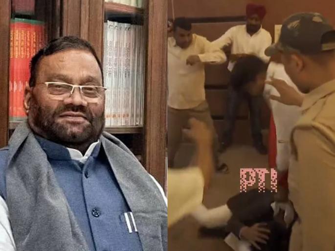 Video: Shoe thrown at Swami Prasad Maurya; Beaten by activists, taken into custody by police | Video: स्वामी प्रसाद मौर्य यांच्यावर बूट फेकला; कार्यकर्त्यांकडून मारहाण, पोलिसांनी घेतलं ताब्यात