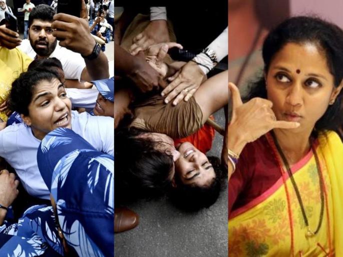 Such a beating to the Olympic winning players sakshi malik and vinesh fogat?, Supriya Sule is furious after see video of jantar mantar | Video: दिल्लीत ऑलिम्पिक विजेत्या खेळाडूंना अशी मारहाण?, सुप्रिया सुळेंकडून तीव्र संताप Such a beating to the Olympic winning players sakshi malik and vinesh fogat?, Supriya Sule is furious after see video of jantar mantar | Video: दिल्लीत ऑलिम्पिक विजेत्या खेळाडूंना अशी मारहाण?, सुप्रिया सुळेंकडून तीव्र संताप