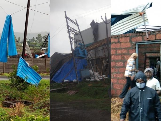 Heavy rains, damage to houses, letters from companies flew away in sangali and shirala | वादळी पावसाचा तडाखा, 5 जण जखमी, घरांचे नुकसान अन् कंपन्यांवरील पत्रेही उडाले Heavy rains, damage to houses, letters from companies flew away in sangali and shirala | वादळी पावसाचा तडाखा, 5 जण जखमी, घरांचे नुकसान अन् कंपन्यांवरील पत्रेही उडाले