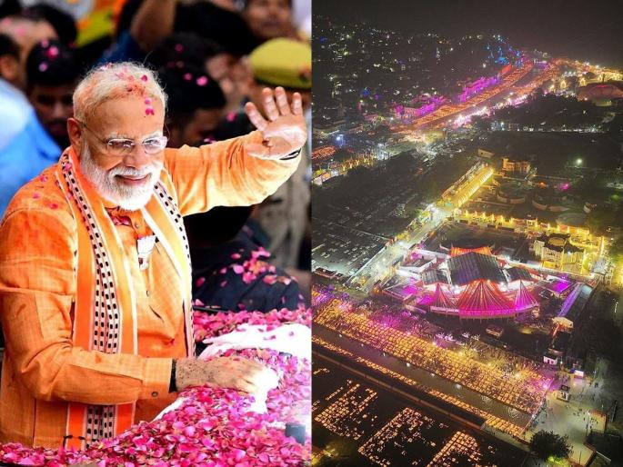 Jai Siyaram...Shri Ram Janmabhoomi lit up with lakhs of electric lamps, photo shared by PM Narendra Modi | जय सियाराम... लाखो विद्युत दिव्यांनी उजळली श्रीराम जन्मभूमी, मोदी म्हणाले प्रेरणास्थान