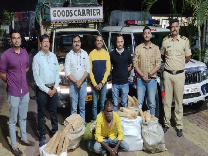 Police Action on tempo who transporting sandalwood illegally on Pune-Nagar road; Property worth Rs 83,000 seized | अवैधरित्या चंदनाची वाहतूक करणाऱ्या टेम्पोवर कारवाई; २५ लाख ८३ हजारांचा मुद्देमाल जप्त Police Action on tempo who transporting sandalwood illegally on Pune-Nagar road; Property worth Rs 83,000 seized | अवैधरित्या चंदनाची वाहतूक करणाऱ्या टेम्पोवर कारवाई; २५ लाख ८३ हजारांचा मुद्देमाल जप्त