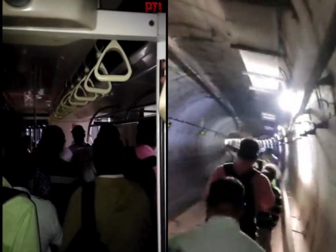 Chennai Metro Train Stalls Mid-Tunnel; Passengers Walk 500m to Safety at High Court Station | अचानक बोगद्यात बंद पडली मेट्रो, लाईटही गेली; प्रवाशांनी मोबाईलचा टॉर्च लावून गाठलं पुढचं स्टेशन!
